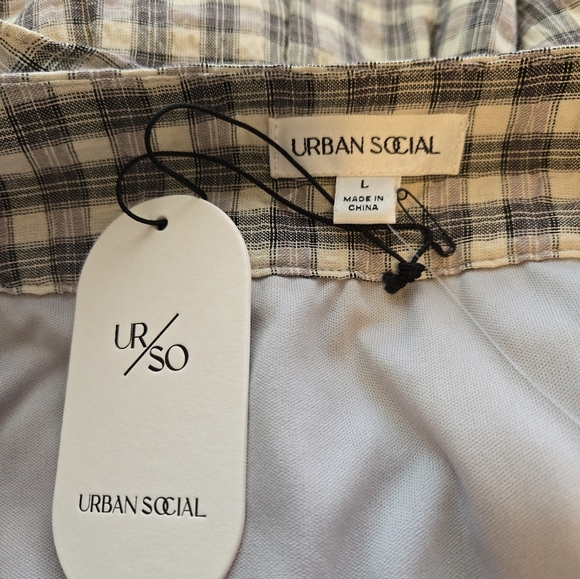 Urban Social Womens 2 Tiered Skirt Sz L Black & Tan Plaid  Side Zip Summer Days - Picture 8 of 8
